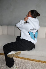 Lade das Bild in den Galerie-Viewer, Butterfly Hoodie - White Blue