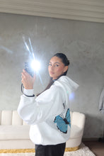 Lade das Bild in den Galerie-Viewer, Butterfly Hoodie - White Blue
